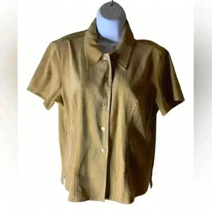 Vintage Talbots Shirt Women's Size Small Petite Stretch Short Sleeves Top